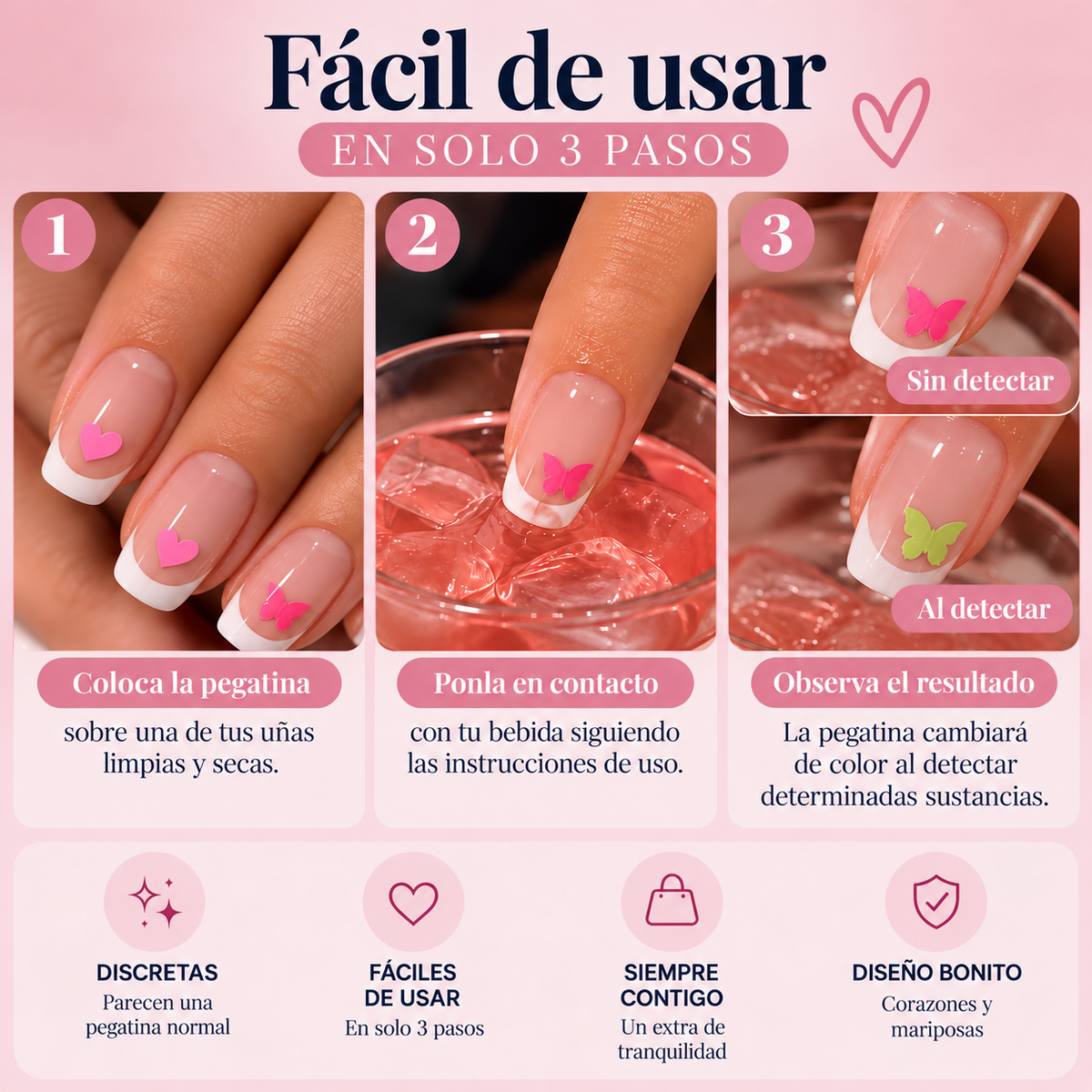 Pegatinas de uñas detectoras de GHB